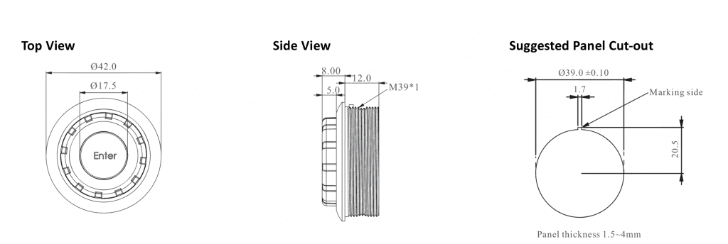 drawing for navigation switch, SF39EB, RJS electronics ltd