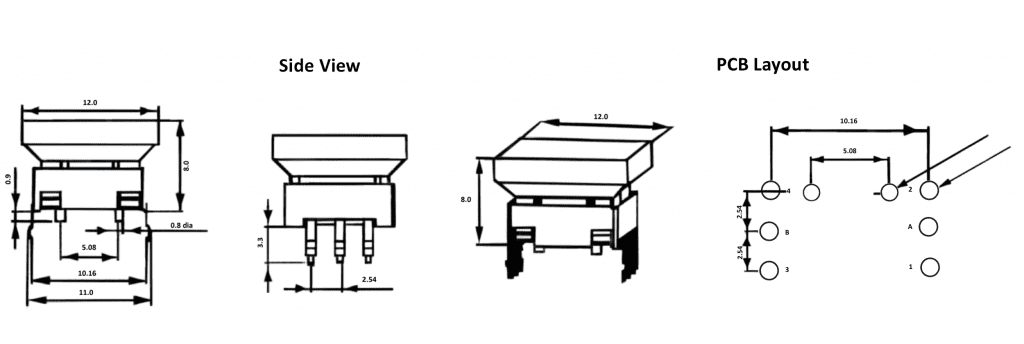 led push button switch, drawing, rjs electronics ltd