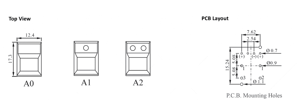 Drawing of SP86NA LED illuminated push button rocker switch, pcb broadcast switch, rjs electronics ltd