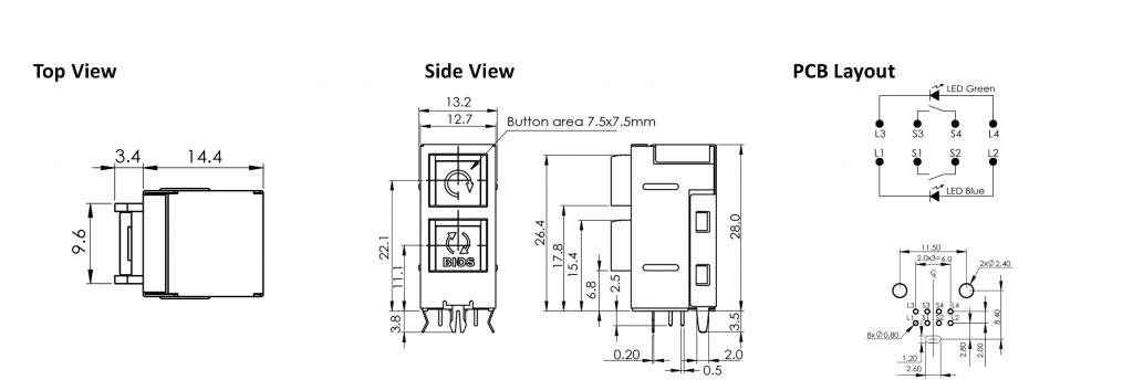 pcb led push button, rjs electronics ltd