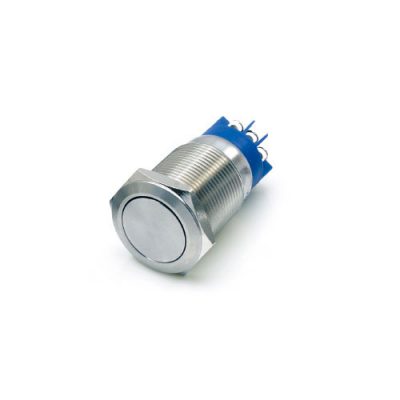 19mm Anti vandal push button switch, FLAT head actuator, rjs electronics ltd