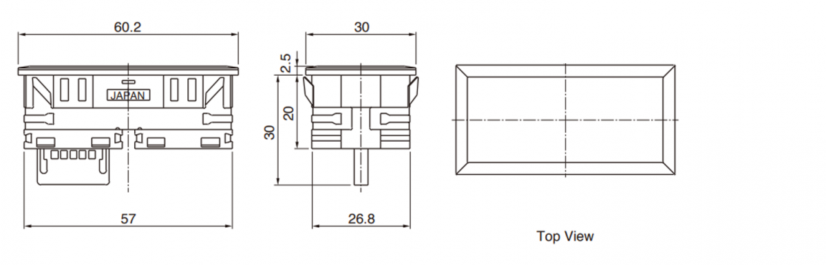 LED Indicator Panel, BL - 30mm - Rect. - Flat Type - RJS Electronics Ltd