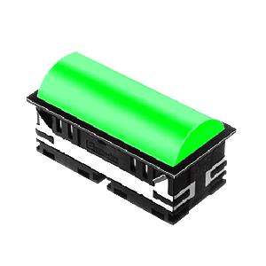 BL - 30mm - rectangular - Domed style, with LED illumination - Green - RJS Electronics Ltd