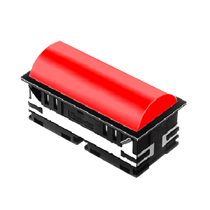 BL - 30mm - rectangular - Domed style, with LED illumination - RED - RJS Electronics Ltd