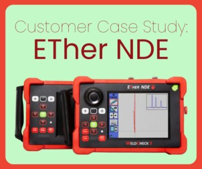 ETher NDE customer case study featured image, eddy current flaw detector, navigation switch, rotary encoder, push button, custom switches, LED switches, RJS Electronics Ltd