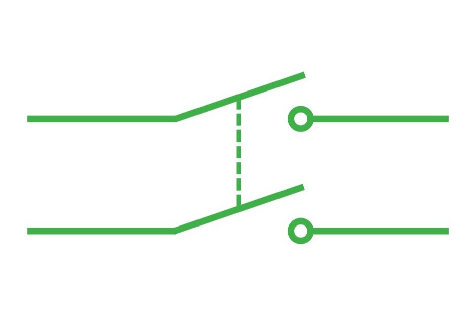 Diagram of DPST poles and throws, DPST switches, RJS Electronics Ltd