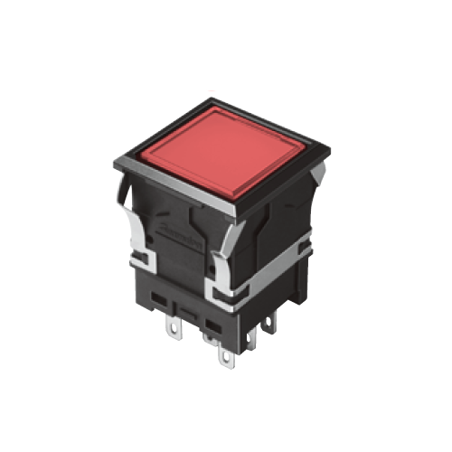 EH-G- Illuminated Push Button Switches - SQUARE - Flat - Red - Panel Mount switch with illumination, Led Switches, RJS Electronics Ltd.