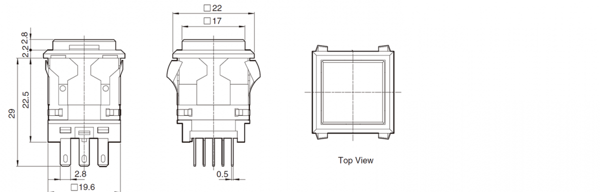 Drawing for illuminated button switch, rjs electronics ltd