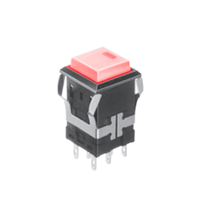 FH - Illuminated Switch - Square Spot - Red LED Illumination Momentary push button switch, momentary function, IP rated, Led Switches, RJS Electronics Ltd.