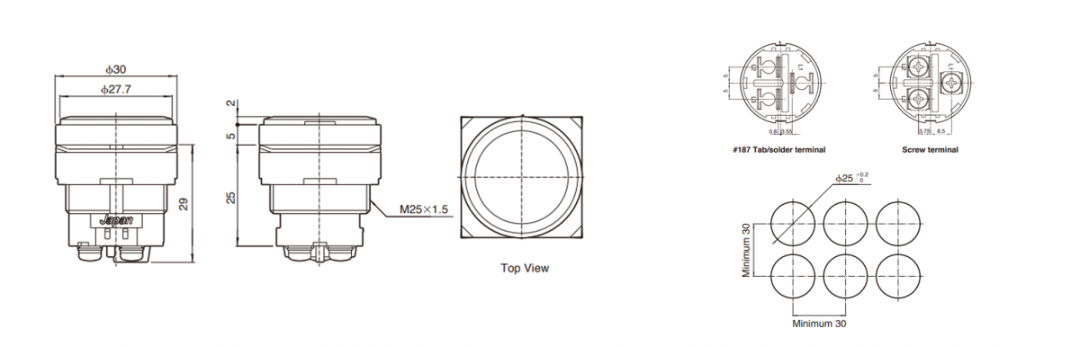 Flat Round Type - Drawing - ML - LED Panel Indicator - RJS Electronics Ltd.