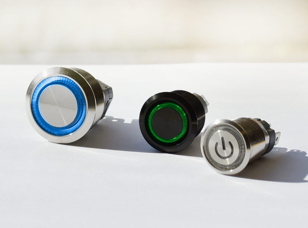 high current metal antivandal push button switches