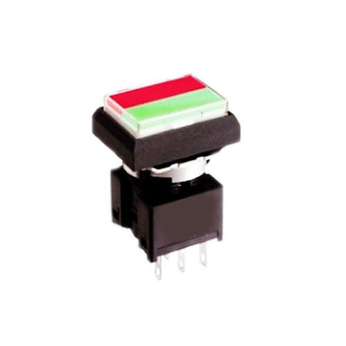KH Rectangular Illuminated Push Switch, split face, dual-colour illumination, Led Switches, RJS Electronics Ltd