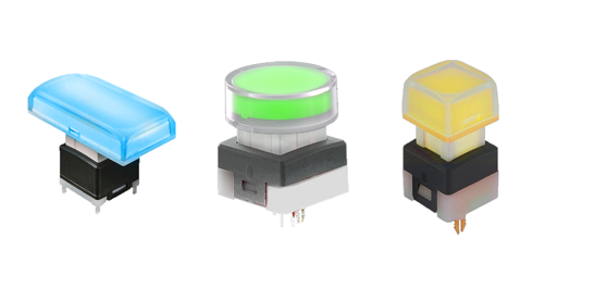 LED Illumination switches, switches with LED Illumination. Single, Bi-Colour, RGB LED illumination options, with arrange a display options including custom symbols and custom finishes. PCB LED illuminated switches which support smart caps. RJS Electronics Ltd