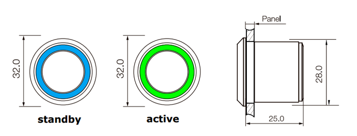 RJS-TLS RANGE - LED illumination options, standby v. active. RJS Electronics Ltd.