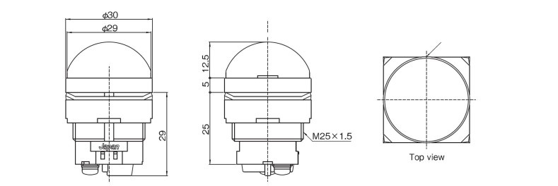 drawing for MLC led indicator, rjs electronics ltd