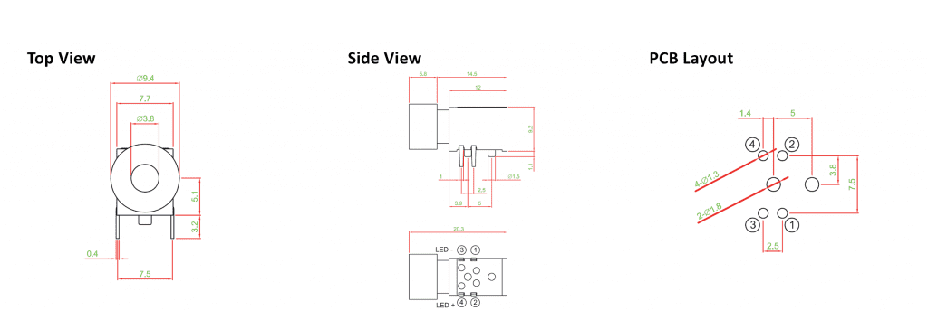 LED illumination push button switch drawing, rjs electronics ltd