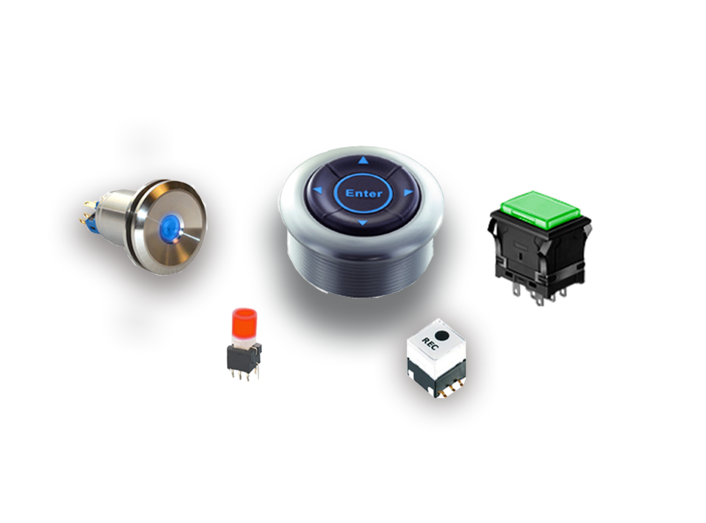 momentary and latching push button switches with or without LED illumination, PCB and Panel Mount Switches, RJS Electronics Ltd.