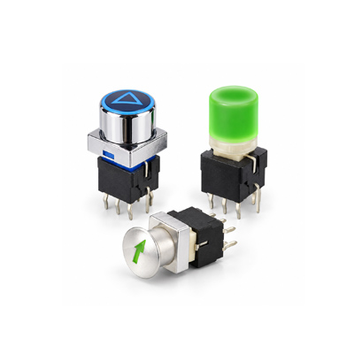 PB613 Series PCB Push Button Switches, led illumination, custom legends, rjs electronics ltd