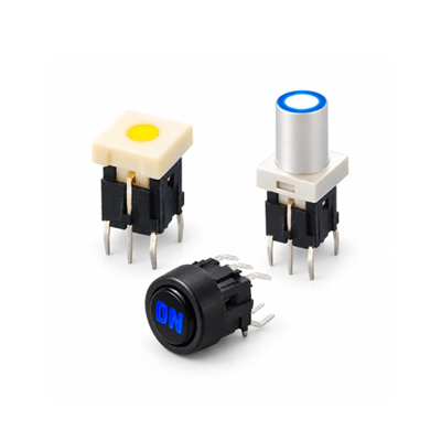 PB614 Series Tact tactile PCB Push Button Switches, led illumination, custom legends, rjs electronics ltd