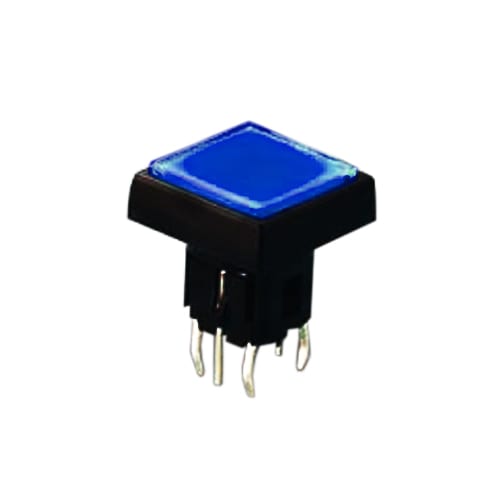 PCB, push button switch, illuminated tact switch, without LED illumination, switch with LED illumination, single LED illumination, bi-colour LED illumination, custom etching custom. Momentary function switch with Plastic housing. RJS Electronics Ltd.