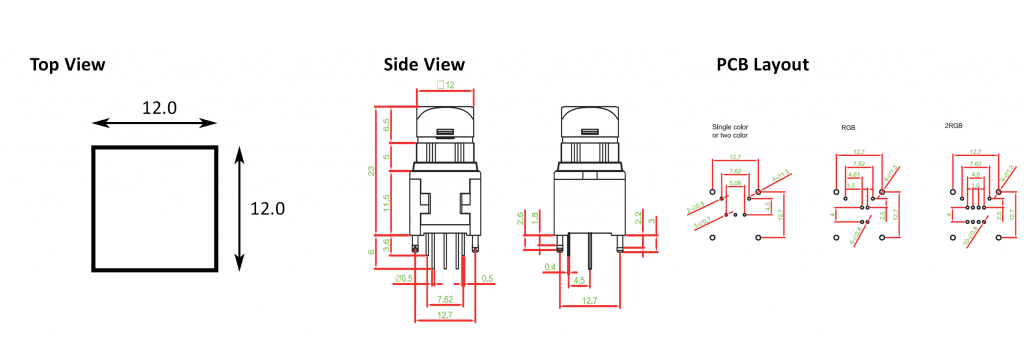 switch with led illumination drawing, rjs electronics ltd