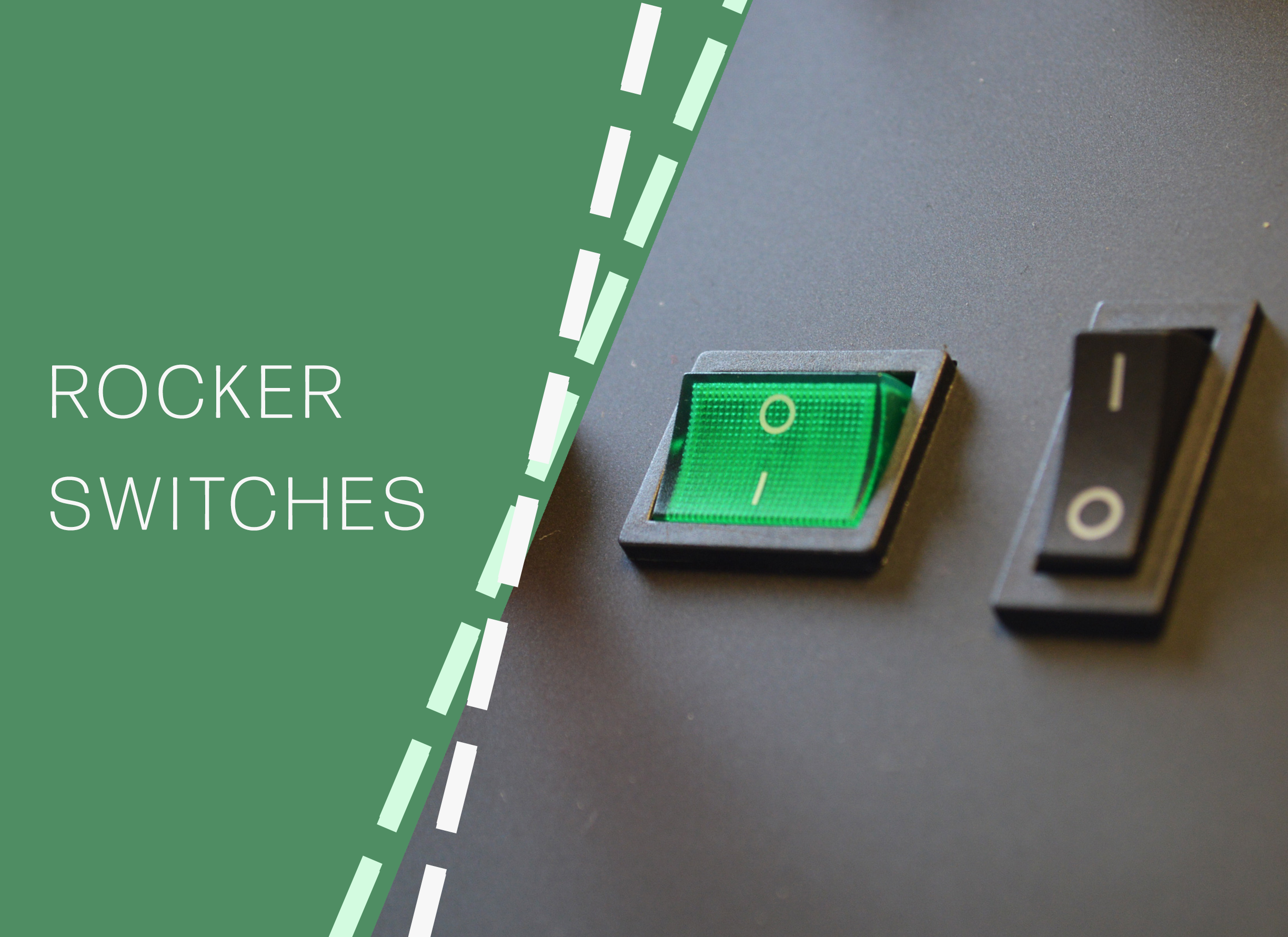 PCB and Panel Mount, Rocker and Toggle Switches, LED Illuminated, Rocker Switch, non-illuminated etched and stamped rocker switch. RJS Electronics Ltd