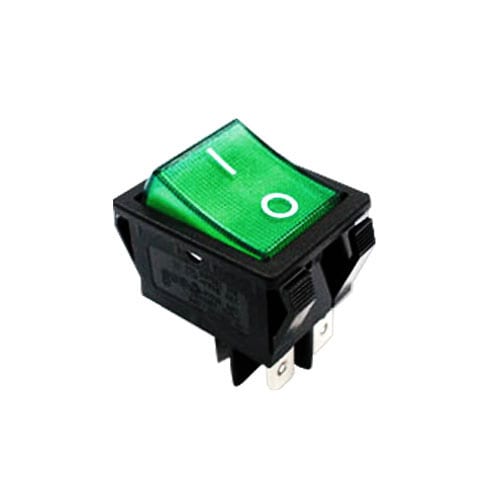 R5 ROCKER SWITCH GREEN ILLUMINATED CUSTOM PANEL MOUNT SWITCH, LED SWITCHES, RJS ELECTRONICS LTD.