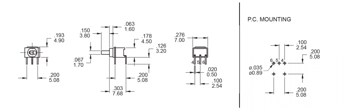 Toggle & Rocker Switch, RJS-2U-M6 - DRAWING, RJS ELECTRONICS LTD.