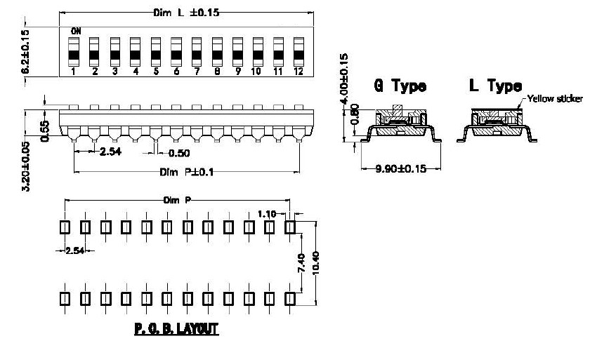 RJS-DM drawing, dip switch, rjs electronics ltd