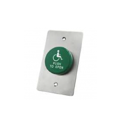 Panel Mount, Door Exit Buttons, Non-illuminated, etching, stainless steel, aluminium, various size plates. Available with domed push button, door exit buttons RJS Electronics Ltd