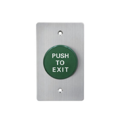 RJS-EX1-70P door exit button, pre-mounted push button switch, panel mount door exit buttons, non-illuminated, various size plates, RJS Electronics Ltd