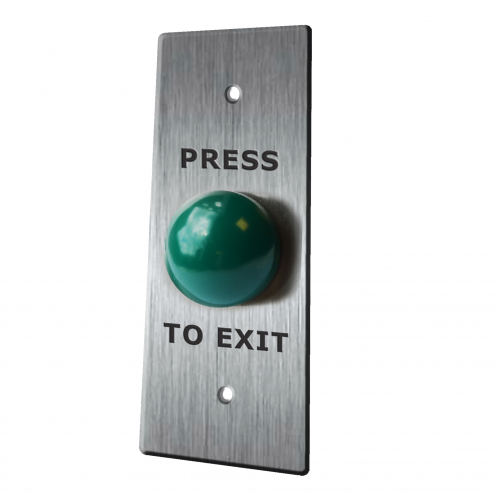 RJS-EX2-40S Panel Mount, plastic push button switch, Door Exit Buttons, Non-illuminated, etching, stainless steel, aluminium, various size plates. Available with domed push button, door exit buttons RJS Electronics Ltd