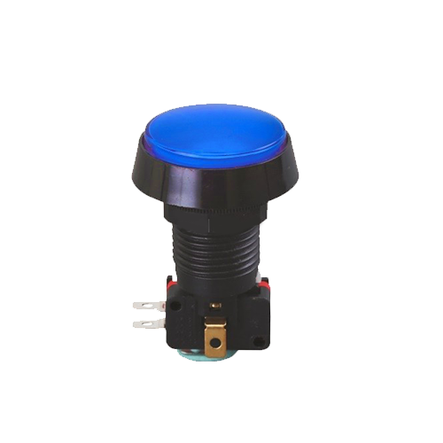 RJS-GME2~12V-D led illuminated gaming button, momentary function, push button switch with illumination, panel mount Led Switches, rjs electronics ltd