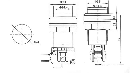 Drawing for gaming arcade button, RJS Electronics ltd