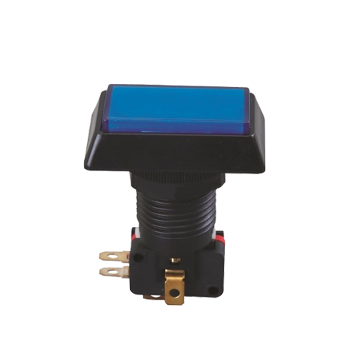 RJS-GME8~12V-D Rectangular gaming push button switch, led illuminated, panel mount switch with illumination, Led Switches, rjs electronics ltd