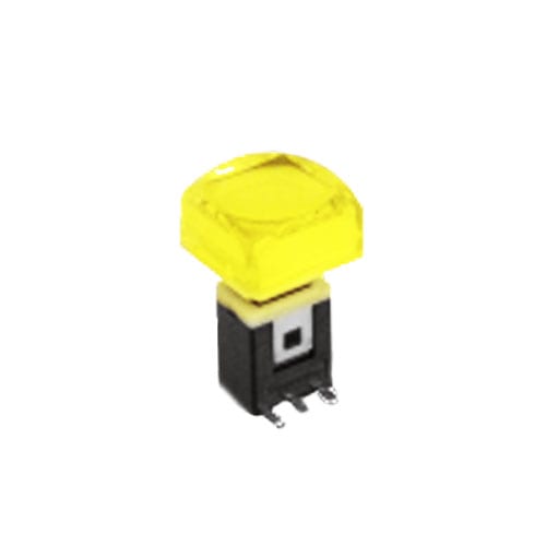 RJS-K2 15mm Push Button Switch Yellow illuminated push button with alternative caps, sigle, bi-colour LED illumination, LED Switches, RJS Electronics Ltd