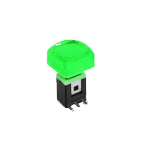 RJS-K2 15mm Push Button Switch Green illuminated push button with alternative caps, sigle, bi-colour LED illumination, led switches, RJS Electronics Ltd