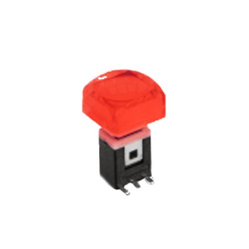 RJS-K2 15mm Push Button Switch RED illuminated push button with alternative caps, sigle, bi-colour LED illumination. RJS Electronics Ltd.