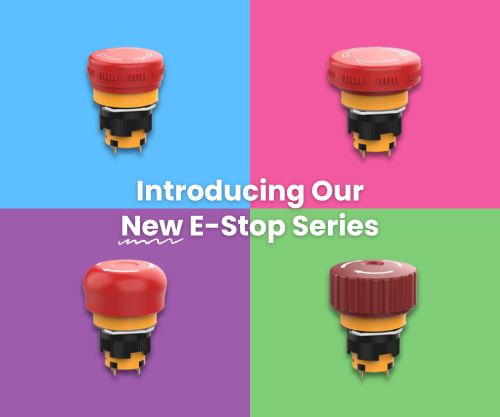 Introducing Our New E-Stop Series, short body e-stop, emergency stop buttons, safety switches, industrial controls, RJS Electronics Ltd