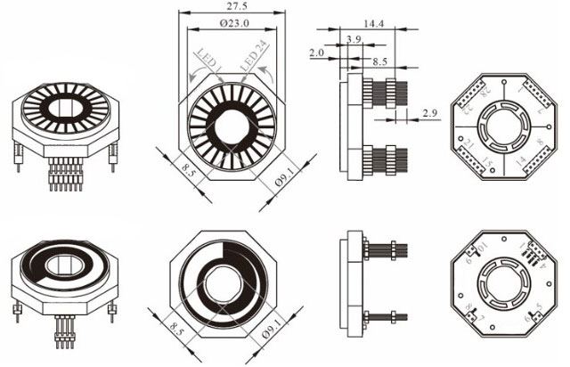 Dimensions drawing of RJS-SBA led ring type indicator, RJS Electronics Ltd
