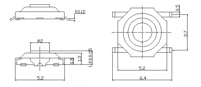 RJS-TACT-D12 tact switch drawing, rjs electronics ltd