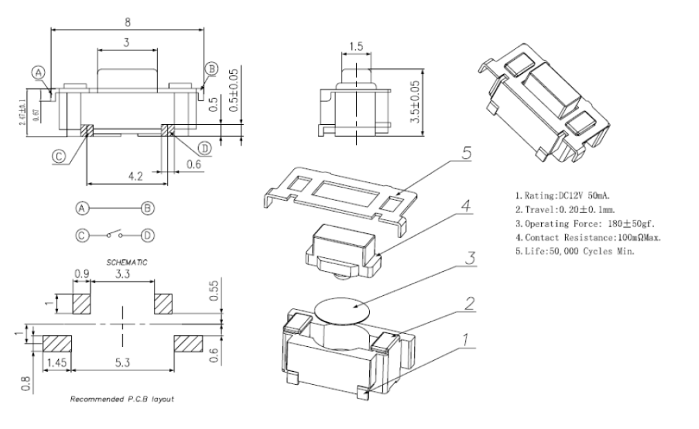 tact switch drawing