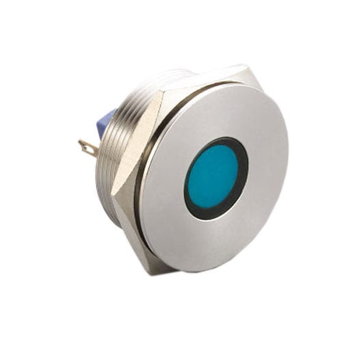 28mm, LED indicator, panel mount, metal indicator, RGB LED, RJS Electronics Ltd.