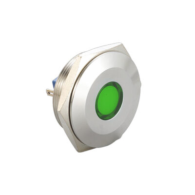 30mm LED indicator, flat head, ip67, green illumination rjs electronics ltd