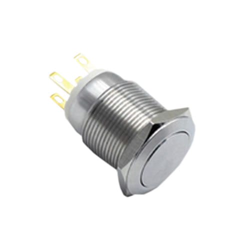 19mm metal push button switch, non-illuminated, antivandal switch, panel mount, RJS Electronics Ltd