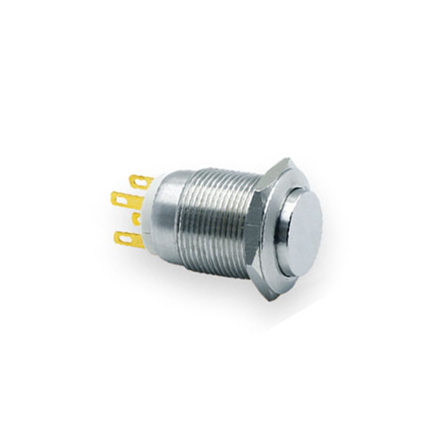 19mm metal push button switch, NON LED illumination, LED Illumination, High Head, Flat Head, Momentary, Latching, Ring LED illumination, Power Symbol, custom finishes, single LED illumination, RJS Electronics Ltd