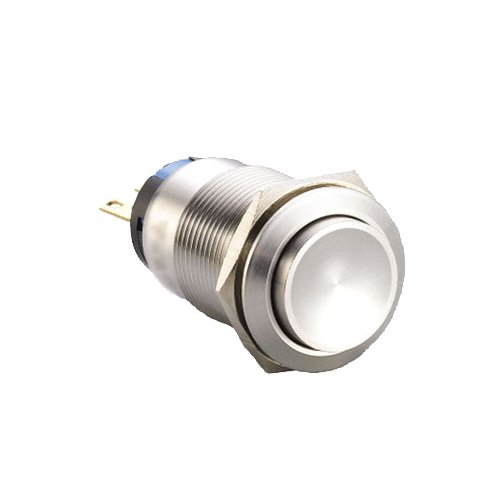 19mm metal push button switch, non-illuminated, antivandal switch, panel mount, RJS Electronics Ltd