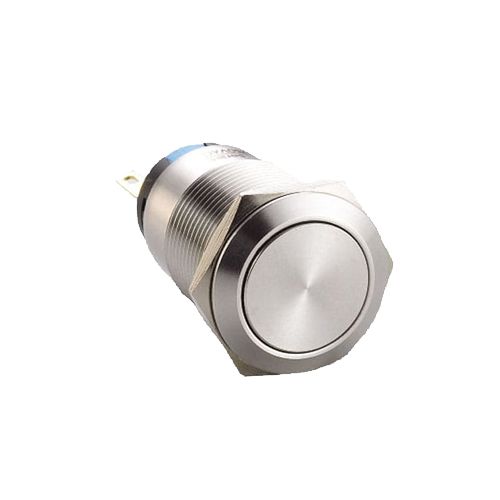 19mm metal push button switch, non-illuminated, antivandal switch, panel mount, RJS Electronics Ltd