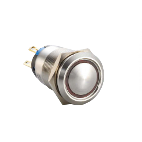 19mm metal push button switch, ring LED illuminated, RGB switches, anti vandal switch, panel mount, LED SWITCHES, RJS Electronics Ltd