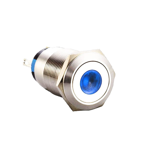 19mm metal push button switch, dot LED illuminated, RGB LED, antivandal switch, panel mount, LED SWITCHES, RJS Electronics Ltd